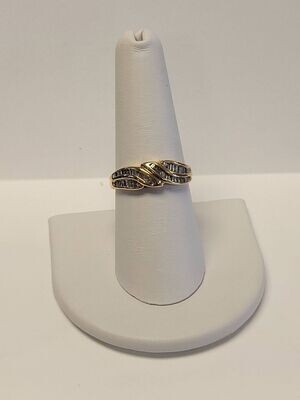 10kt Yellow Gold Baguette Diamond Cluster Ring Size 8 1/4