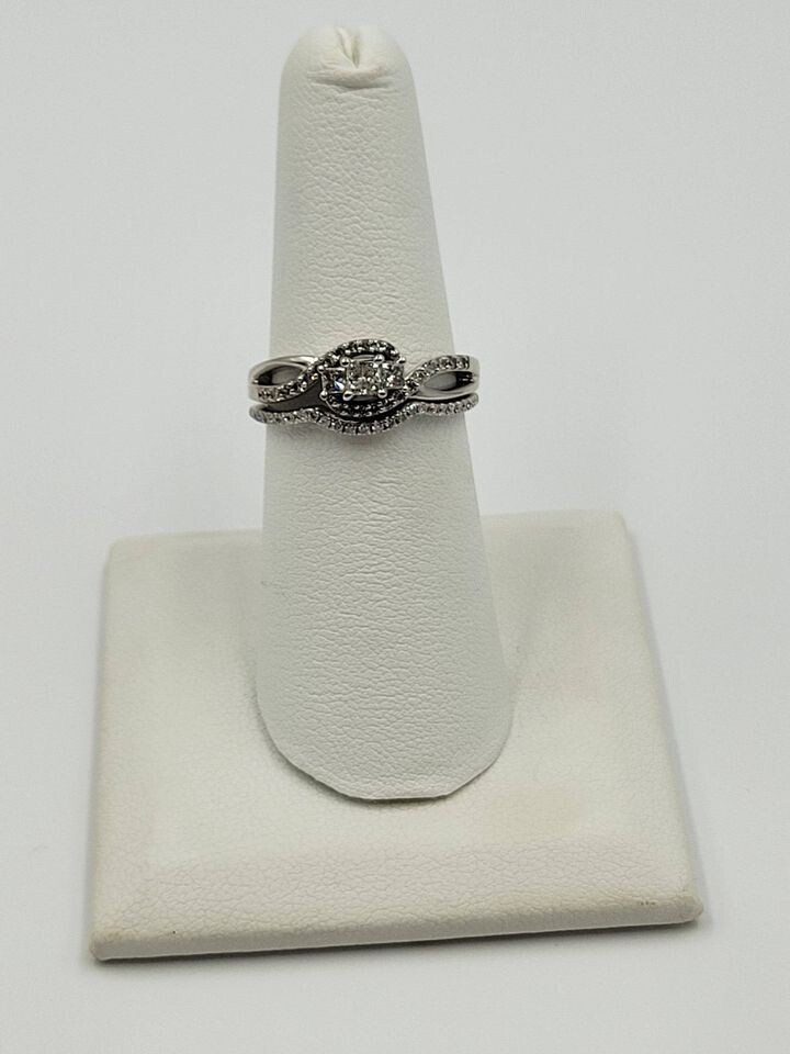 14kt White Gold PFF Diamond Wedding Ring Set Size 6 1/4