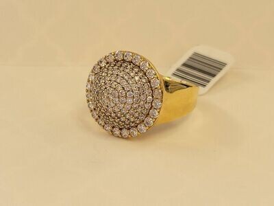 10kt Yellow Gold Large Round Men's CZ Stone Cluster Ring Size 10 1/4