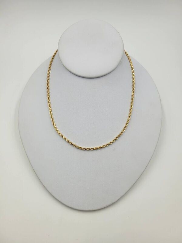 14kt Yellow Gold 16" 2mm Solid Rope Necklace