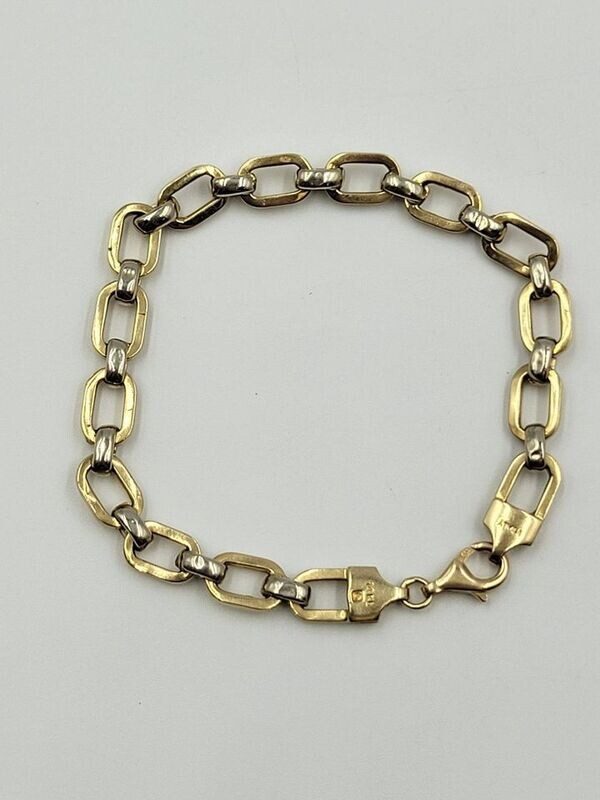 14kt Yellow & White Gold 7 1/4" Thick Circle Link Bracelet