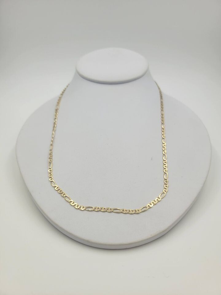14kt Yellow Gold 19.5" 3mm Figaro GC Link Necklace