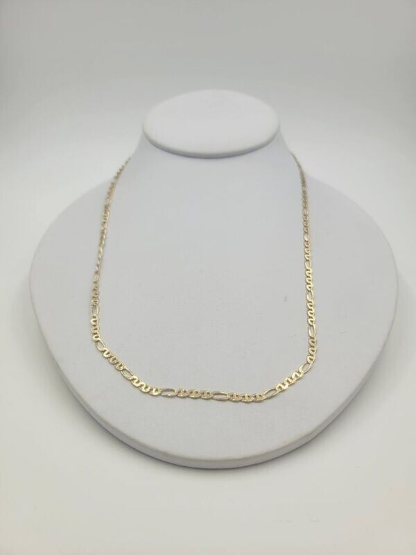 14kt Yellow Gold 19.5" 3mm Figaro GC Link Necklace