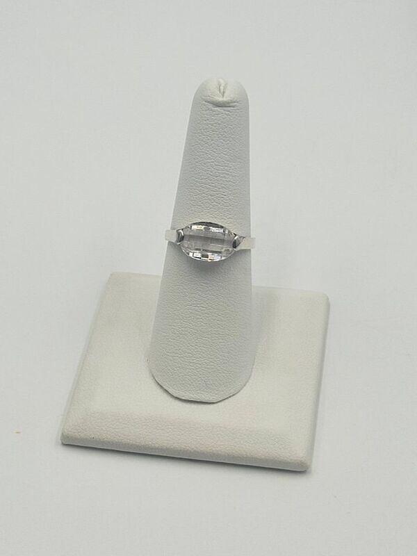 Sterling Silver Oval Clear Stone Ring Size 7