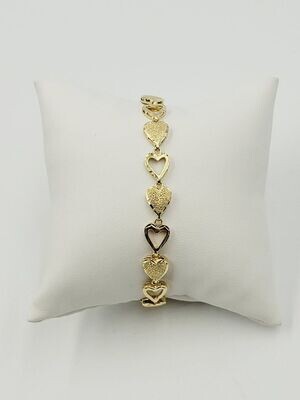 14kt Yellow Gold 7.5 Heart Link Bracelet
