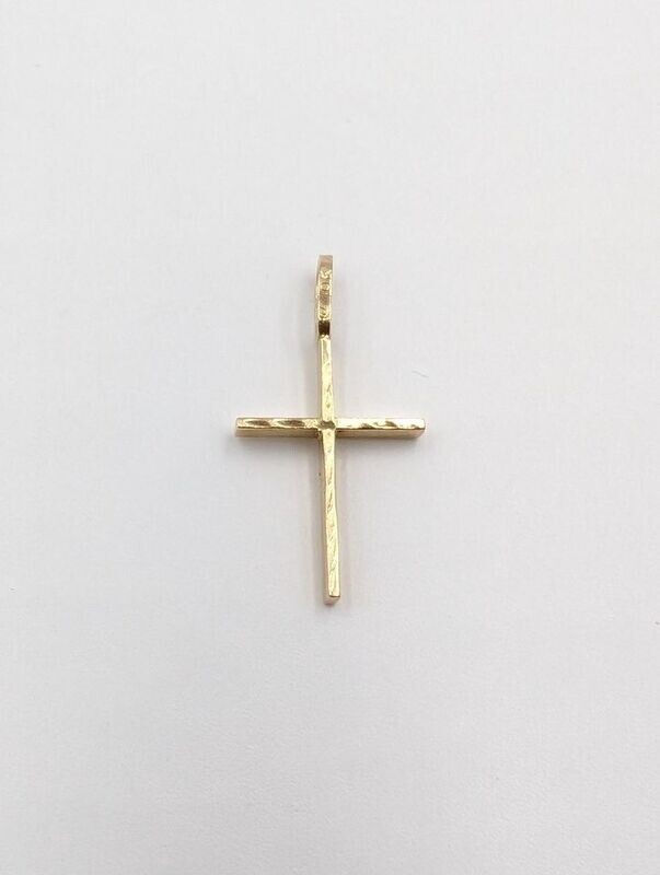 10kt Yellow Gold Small Diamond Cut Cross Pendant