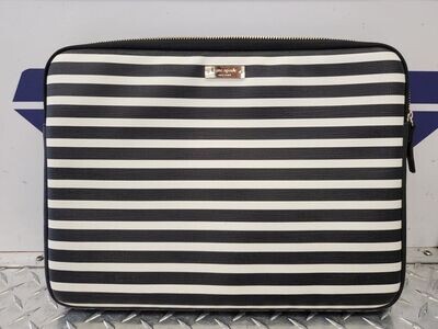 Kate Spade Black & White Striped Laptop Case