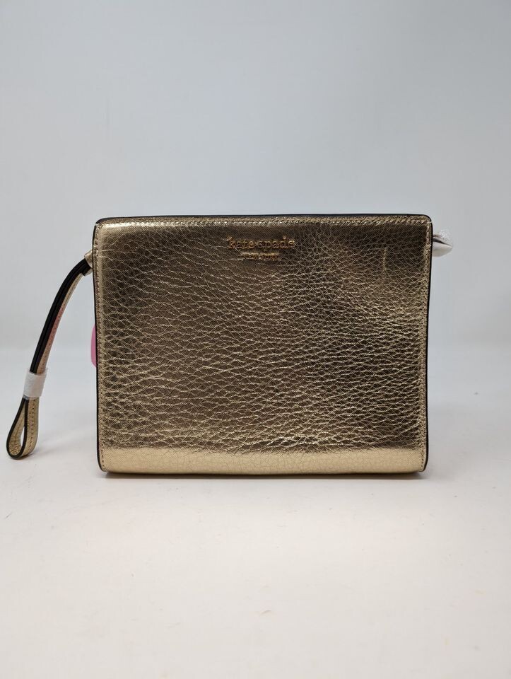 Kate Space Spencer Gold Leather Wristlet