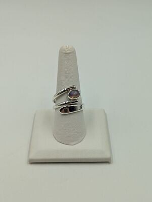 Sterling Silver Twisted Ring w/ Multicolored Stone Size 9
