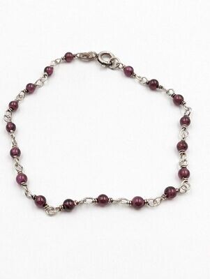 Sterling Silver 7" Purple Stone Bracelet