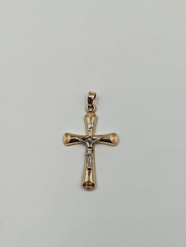 14kt Yellow & White Gold Small Crucifix Pendant