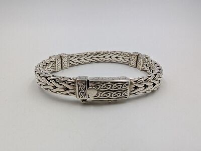 Keith Jack Sterling Silver Celtic Square Dragon Weave Bracelet 7 1/2