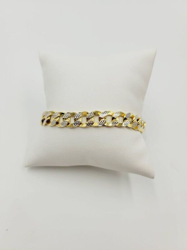 10kt Yellow & White Gold 9" 9mm Curb Link Bracelet