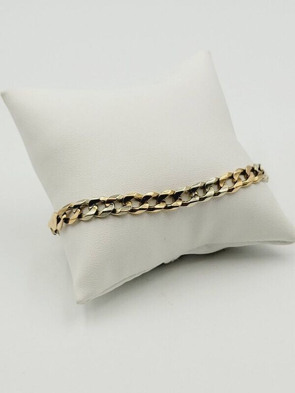10kt Trigold 9" 6mm Curb Link Bracelet