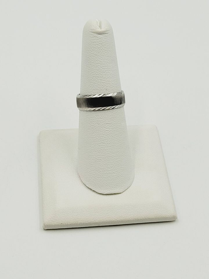 10kt White Gold Brushed Design Wide Wedding Band Size 6 3/4 10kt White Gold Brushed Design Wide Wedding Band Size 6 3/4