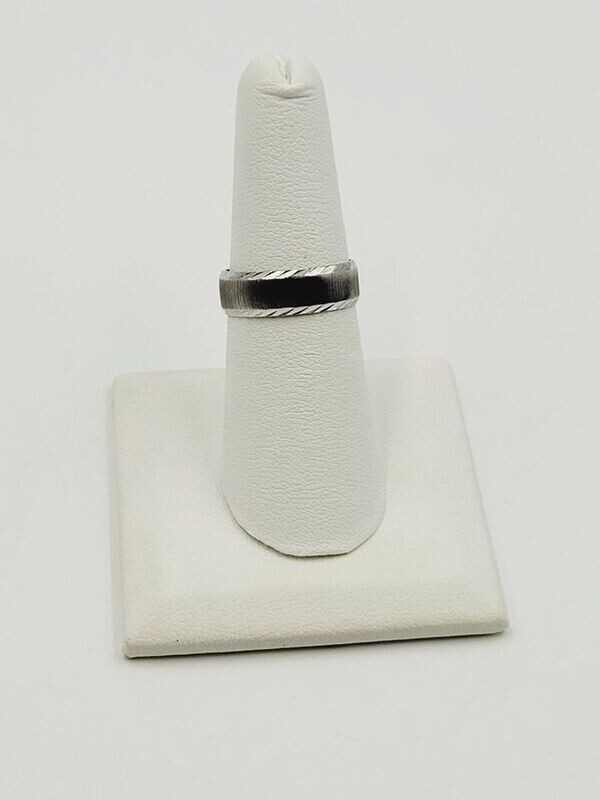 10kt White Gold Brushed Design Wide Wedding Band Size 6 3/4