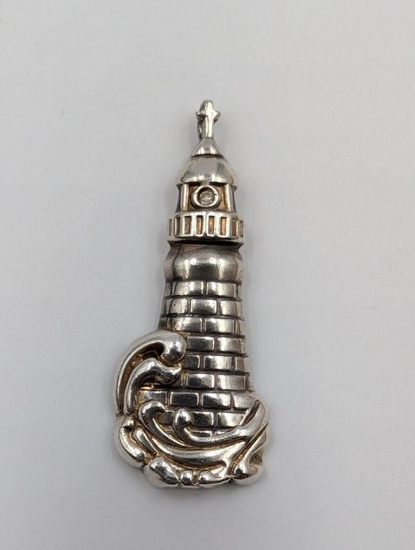 Sterling Silver Religious Lighthouse Charm