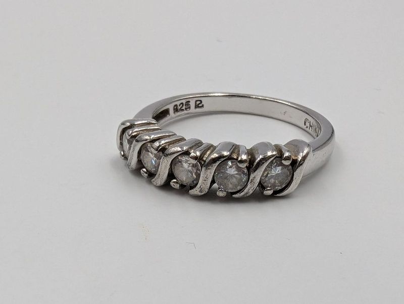 Sterling Silver Multi Round CZ Stone Band Ring Size 7