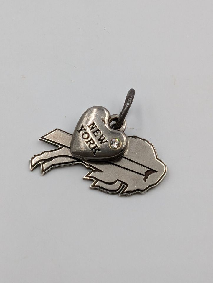 Sterling Silver Buffalo Bills Charm w/ Heart Sterling Silver Buffalo Bills Charm w/ Heart