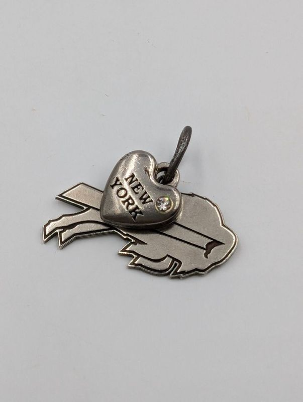 Sterling Silver Buffalo Bills Charm w/ Heart