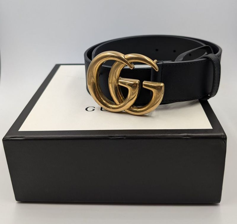 Wide Gucci Marmont Belt Black w/ Matte Buckle Size 65