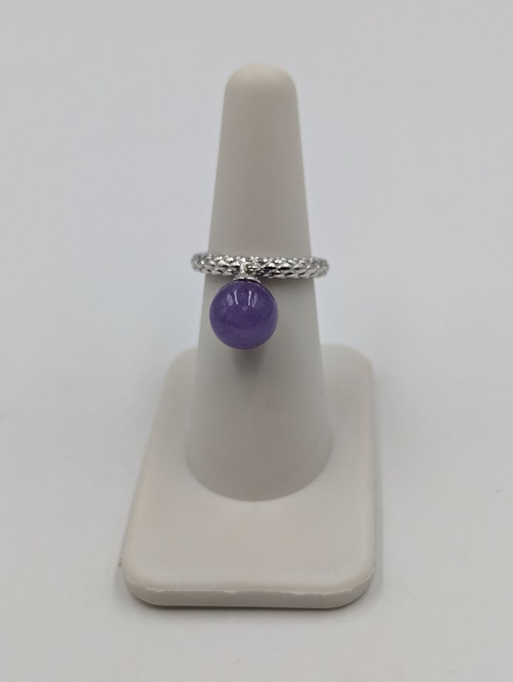 Sterling Silver Ring w/ Dangling Purple Bead Size 6 Sterling Silver Ring w/ Dangling Purple Bead Size 6
