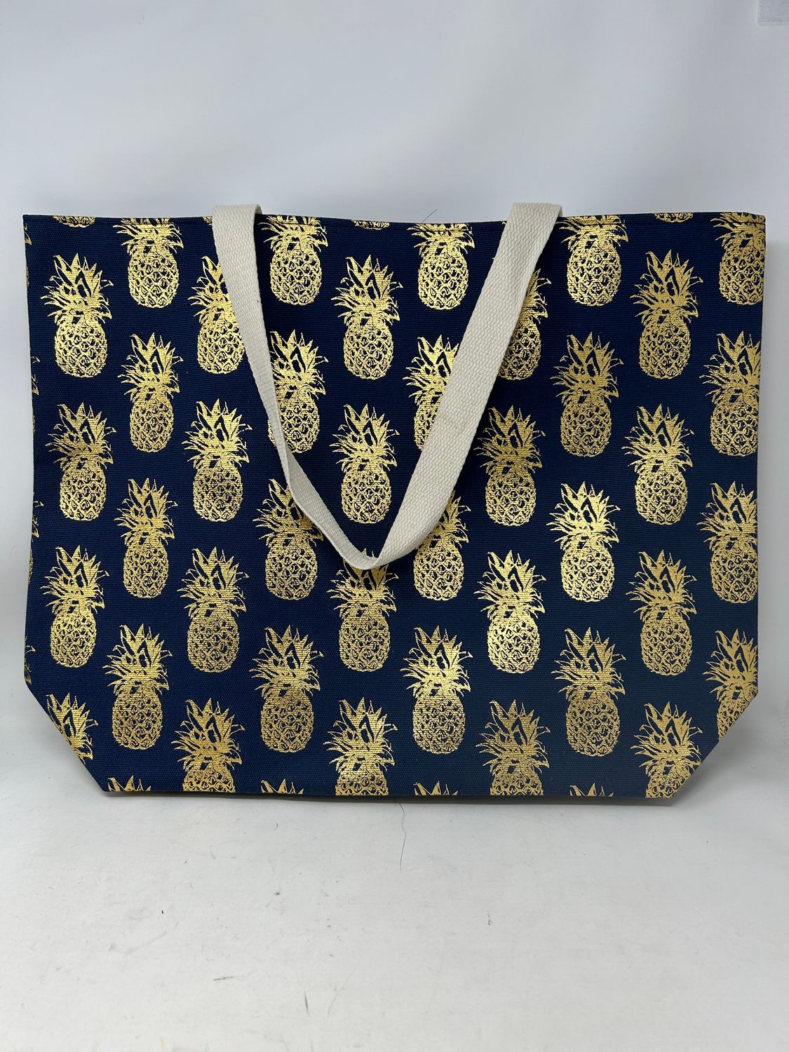 Pineapple Navy Tote Beach Bag