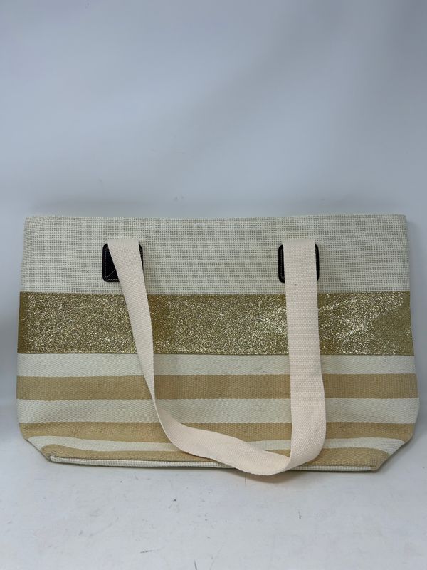 Gold Glitter Strip Tote Bag