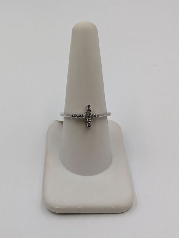 Sterling Silver CZ Cross Wrap Ring Size 9