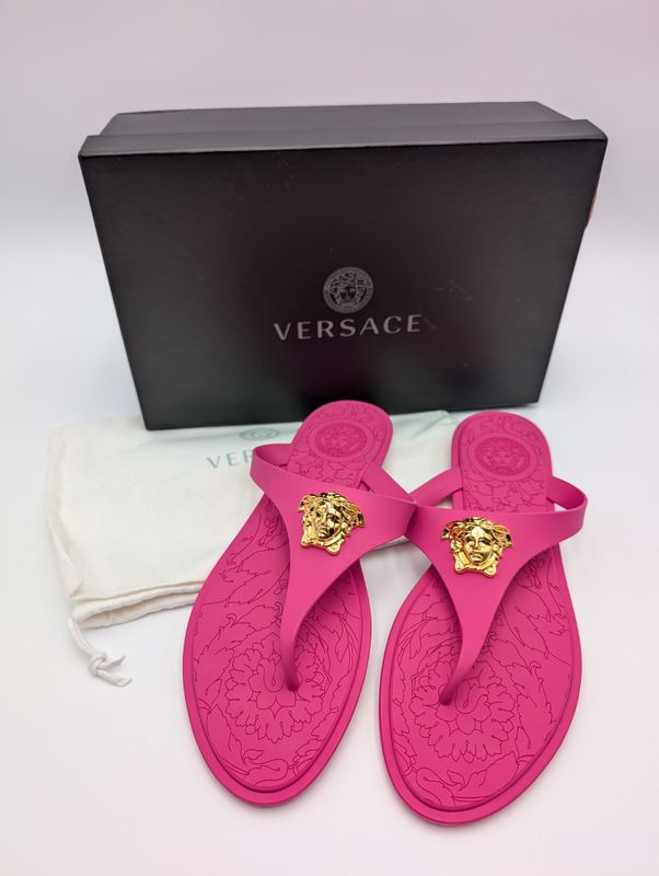 Versace Hot Pink Thong Sandals Size 9
