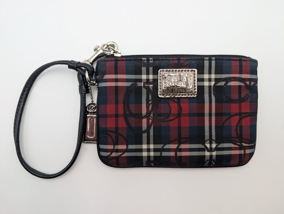 Vintage Coach Plaid Tartan Wristlet Wallet