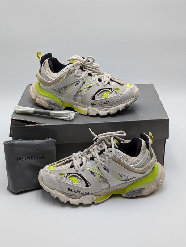 Balenciaga Track Worn Out in White Fluo Yellow Women's Size 8 Sneaker