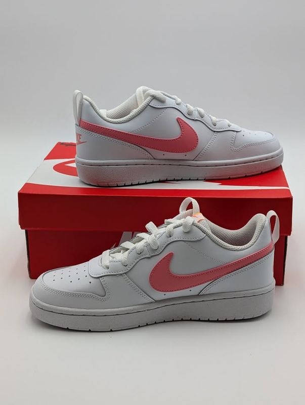 Nike Court Borough Low 2 White Light Citron GS Sneakers Size 5.5y