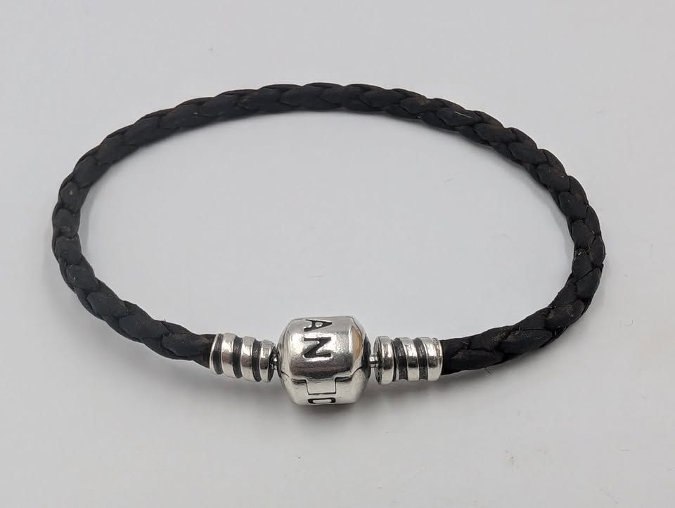 Pandora Moments Black Leather Charm Bracelet