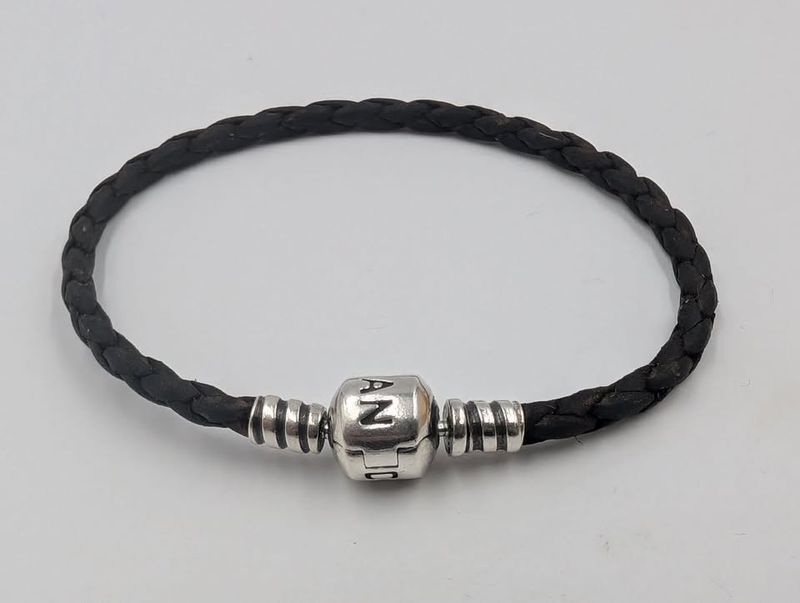 Pandora Moments Black Leather Charm Bracelet