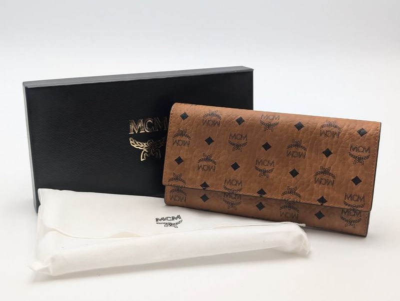 MCM Visetos Cognac Trifold Wallet