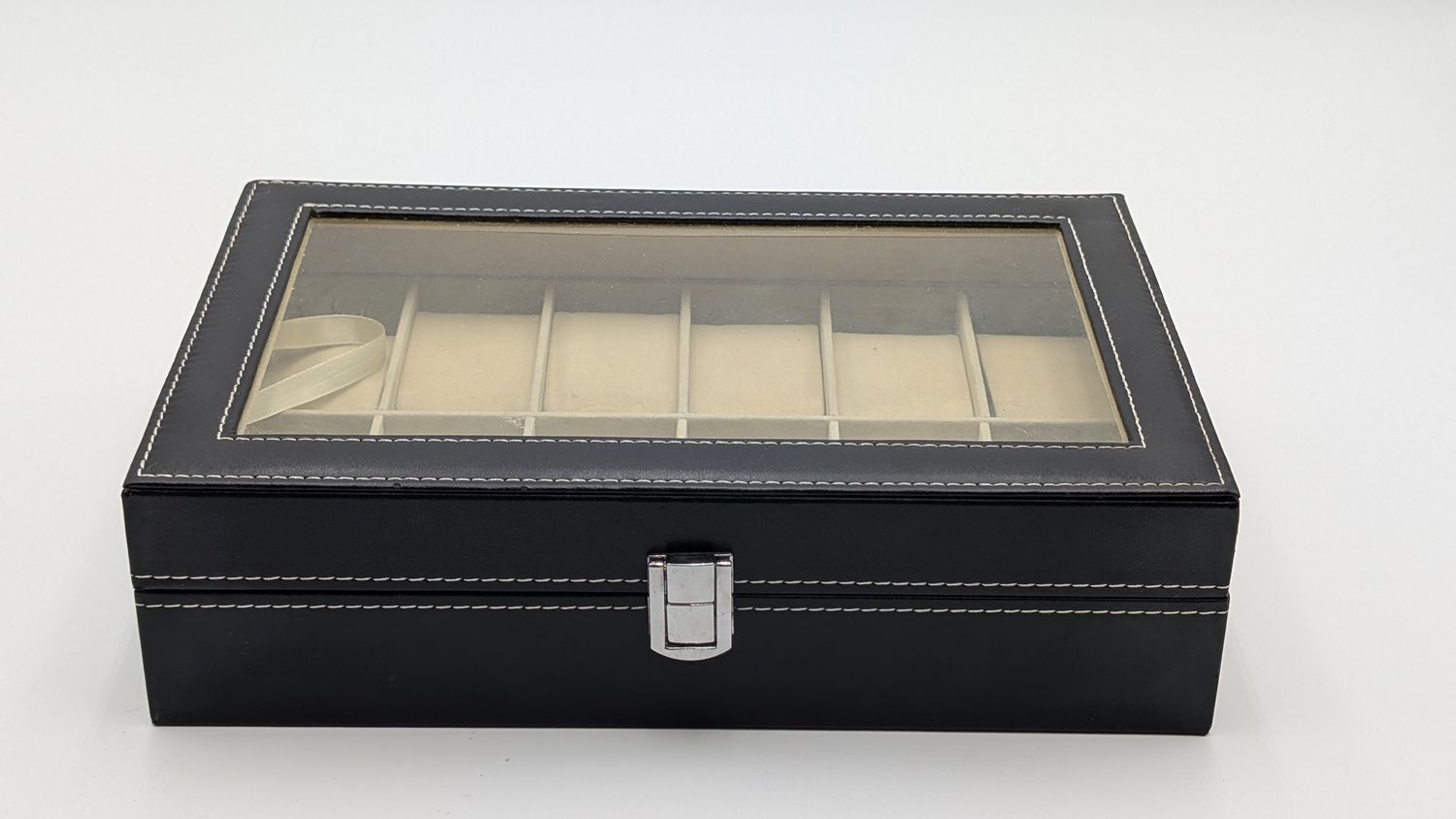 12 Slot Black Leather Style Watch Organizer