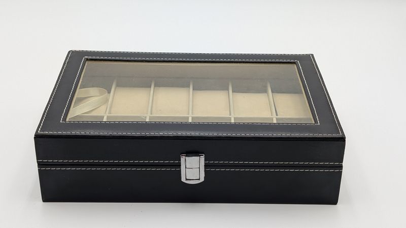 12 Slot Black Leather Style Watch Organizer