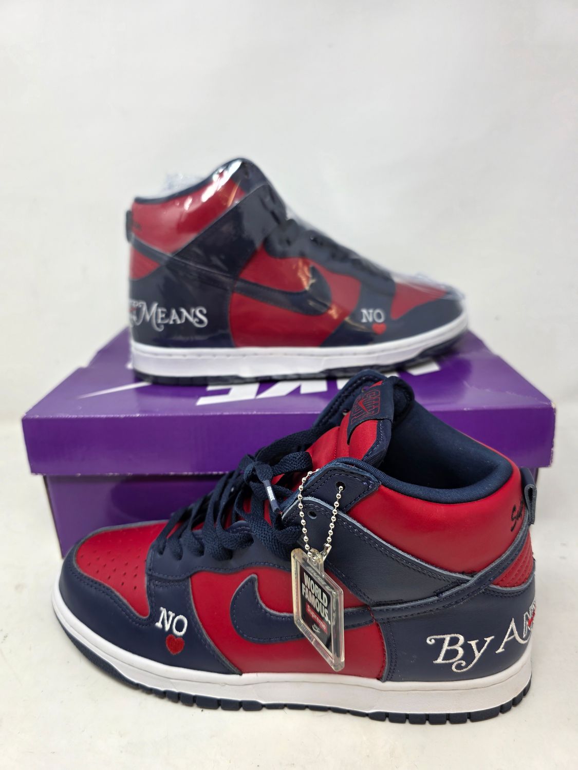 Supreme x Nike Dunk High SB 'By Any Means - Red Navy' OG QS Size 7 Sneakers