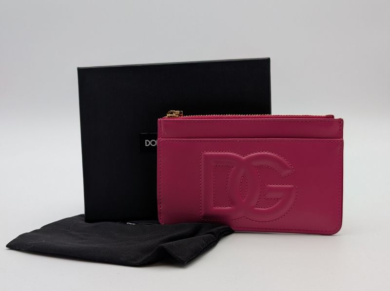 Dolce & Gabbana Logo Embosses Zip Top Card Holder Pink