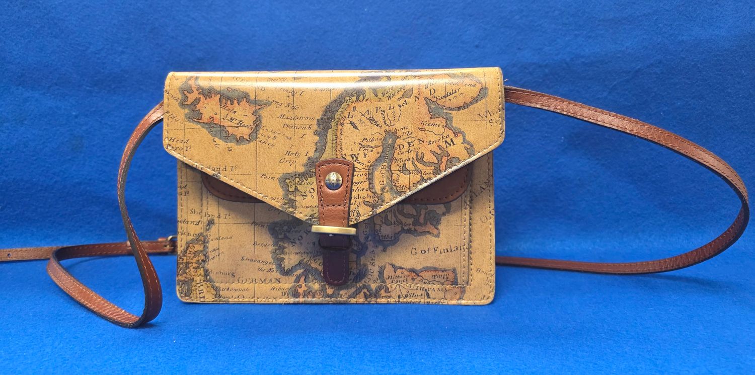 Patricia Nash Cassano European Map Buckled Crossbody Bag