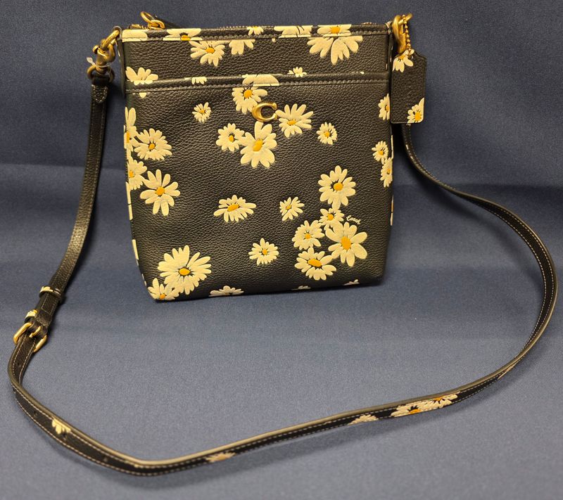 Coach Kitt Floral Print Leather Messenger Crossbody
