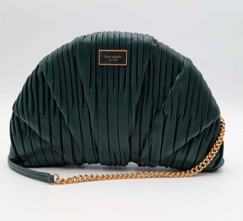 Kate Spade Patisserie Pleated 3d Croissant Clutch Green