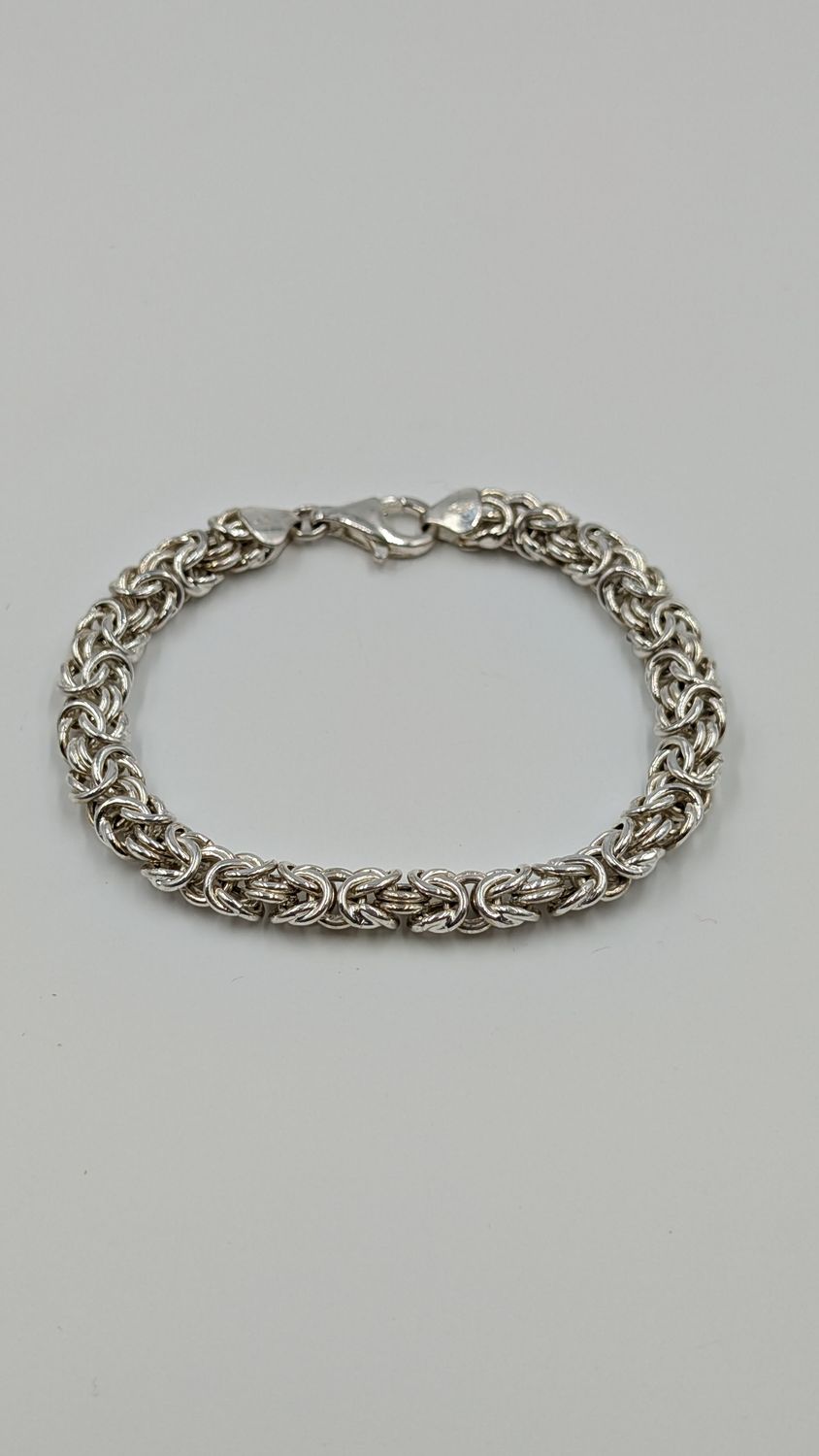 Sterling Silver 8 1/4" Byzantine Bracelet