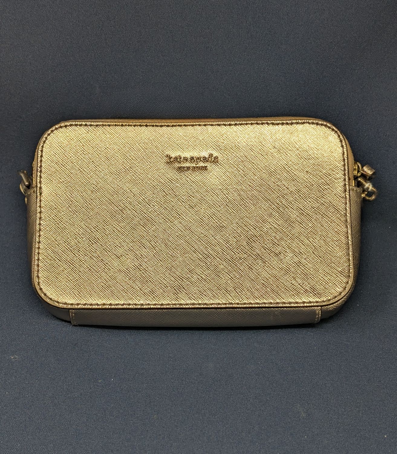 Kate Spade New York Metallic Gold Saffiano Leather Wristlet