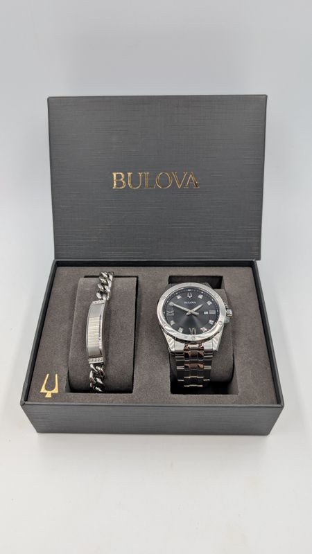 Bulova Men's Crystal Watch & Bracelet Set 96K106