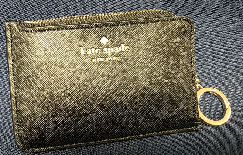 Kate Spade black Saffiano leather L-zip card holder