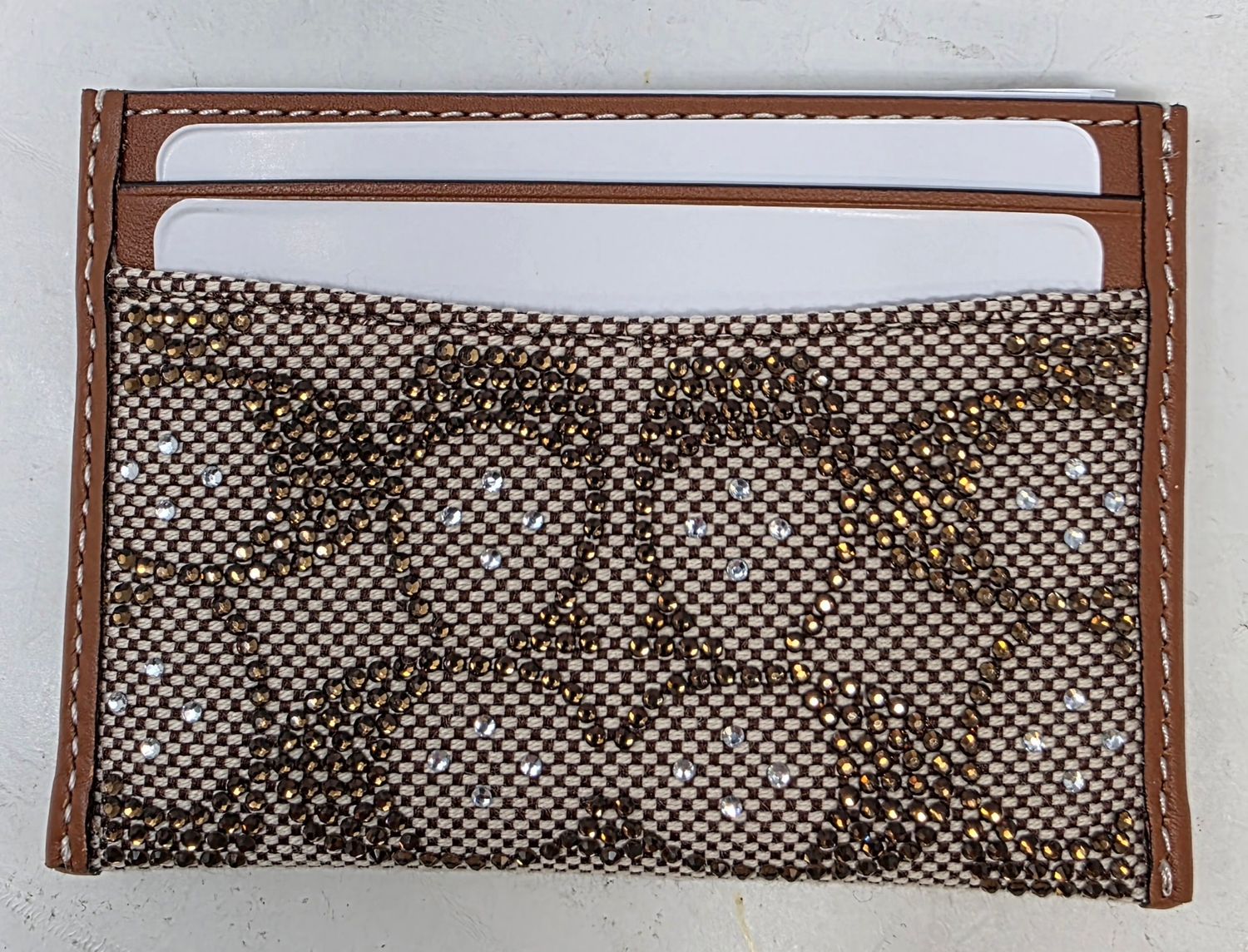 Coach Essential Card Case In Crystal Signature Jacquard
