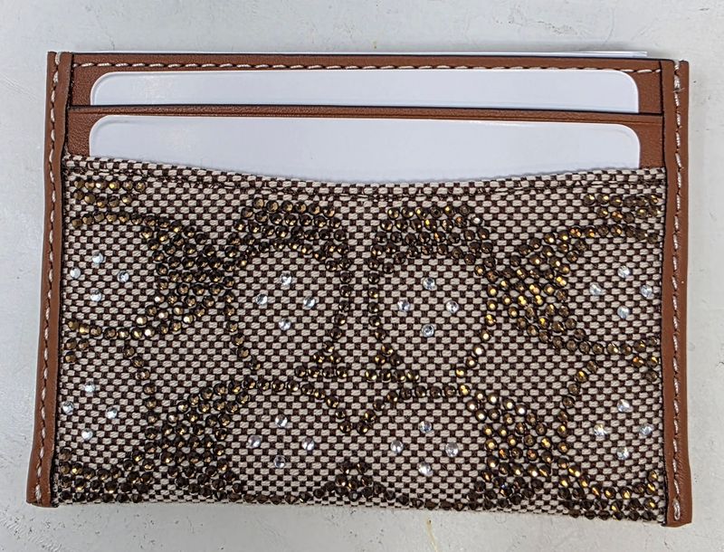Coach Essential Card Case In Crystal Signature Jacquard