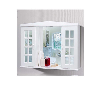 دولاب حمام بمرآة مستورد تركى مقاس 86 × 65 × 16.5 سم كود 08201 بلاستيك أبيض من بريما نوفا